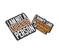 2Pcs Funny Zinc Alloy Brooch Pins A Morning Person Letter Badges for Parties and Collections Eye Catching Pins for Adults