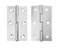 2PCS Furniture Cabinet Door Hinges Stainless Steel Wooden Box Folding Butt Drawer Fitting Closet Hinge Hardware Tools for Cabinet Installation(55x34mm)
