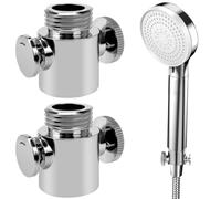 2pcs G1/2 Head Shut-Off Valve, Water Flow Control Valve, Shower Head G1/2 Valve Regulator, Restrictor Shower Flow Control Valve, Water Control for Shower Flow Reduce (with Gasket)