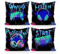 2PCS Gaming Cushion Covers 18×18IN , Colorful Double-Sided Printed Cotton Pillow Covers, Decorative Throw Pillows for Sofa, Bed Pillows Decorative & Sofa Cushion Covers for Gamers, for Home Outdoor