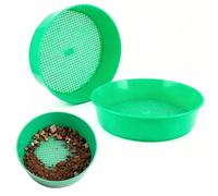 2Pcs Garden Sieve Compost Garden Riddle Sifter for Soil, Stones Plastic Sand Strainer Sand Soil Seedling Mesh Sieve Garden Plants Seedling Filtering Gardening Tools Green