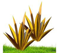 2PCS Garden Tequila Decor DIY Metal Tequila Rustic Sculpture Metal Agave Yard Art for Outdoor Lawn Ornaments Garden Decoration Yellow
