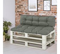 Outsunny 2Pcs Tufted Pallet Cushions Seat Pad Back Cushion Indoor Outdoor - Polyester - 120cm x 80cm x 12cm - Grey