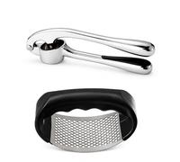 2pcs Garlic Press Crusher Set, Stainless Steel Garlic Twister and Garlic Rocker, for Easy Food Preparation, Garlic Grinder Kit with Compact Design,Easy Squeeze, Rust-Proof, Kitchen Gadget