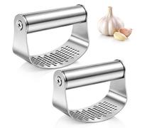 2PCS Garlic Press Garlic Crusher Kitchen Garlic Rocker, Kitchen Tool for Crushing and Mincing, 304 Food Grade Manual Garlic Crusher Press with Curved Rocking Design, Compact Garlic Mincer