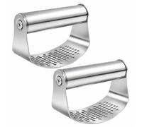2PCS Garlic Press Stainless Steel Garlic Crusher Presser Kitchen Tool for Crushing and Mincing, Manual Garlic Crusher Press with Curved Rocking Design, Compact Garlic Mincer