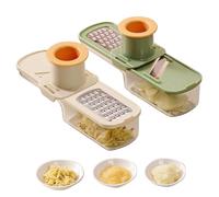2Pcs Garlic Slicer, 3 in 1 Multi-Functional Garlic Grinder with Hand Guard & Container, Easy to Use and Clean for Kitchen, Onion.
