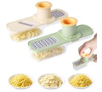 2Pcs Garlic Slicer, 3 in 1 Multifunctional Garlic Grinder with Hand Guard & Container, Mini Garlic Ginger Slicer with Container Vegetable Cutter Tools for Kitchen