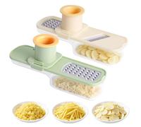 2pcs Garlic Slicer, 3-in-1 Multifunctional Garlic Slicer Mini Grater Cutter with Hand Guard & Container Cutter Tools for Kitchen