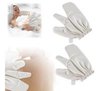 2Pcs Garshana Gloves Raw Silk Massage Gloves, Raw Silk Exfoliating Shower Glove with Elastic Wrist Bands, Non-Irritating Bath Mitts Glove For Bathing Massage for Body Face For Men Women (Beige 2pcs)