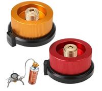 2PCS Gas Refill Adapter for Butane Canister, Stove Connector Converter, Portable Camping Nozzle for Screw Gas Cartridge, Outdoor Hiking Equipment BBQ Grill Accessory