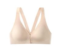 2PCS Gathering and Supporting Front Buckle Bra,Comfortable Convenient No Steel Ring Beauty Back Front Button Bra (A,L)