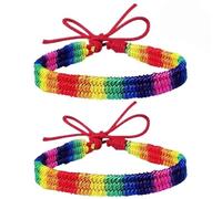 2Pcs Gay Pride Bracelet Lgbt Rainbow Bracelet,Lgbt Gay Pride Rainbow Wristband,G/ay Gifts,Adjustable Friendship Wristbands,Lesbian Gifts,Permanent Brac/elet Kit for Couples, Personalised Wristbands