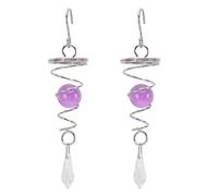 2Pcs Gazing Ball Spiral Tail, 7.1in Decorative Wind Spinner Stabilizer Sun Catcher Stainless Steel Glass Ball with Swivel Hook Indoor Outdoor Wind Chimes (Purple)