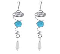 2Pcs Gazing Ball Spiral Tail, 7.1in Decorative Wind Spinner Stabilizer Sun Catcher Stainless Steel Glass Ball with Swivel Hook Indoor Outdoor Wind Chimes (Lake Blue)