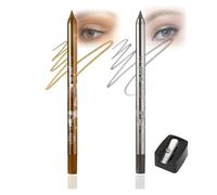 2PCS Gel Eyeliner Pencil Set - Waterproof, Smudge-Proof Long-Lasting Liner for Defined Waterline, Bold Looks, Glamorous Glitter, Easy to Apply, Ideal for Sensitive Eyes (Gold & Silver)