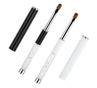 2Pcs Gel Nail Brush, Oval & Flat Professional Nail Art Brushes with Rhinestone Handle Builder Gel Brush Nail Art Tools for Painting DIY and Cleaning Polish Mistake on the Cuticles