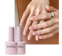 2PCS Gel Nail Polish Set, White & Nude Pink UV Gel Nail Polishes, Long Lasting Chip Resistant Natural Classic French Tip Manicure Nail Varnishes, Soak off LED/UV Lamp Nail Art Manicure for Women