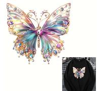 2pcs Gemstone Butterfly Iron On Transfers for T-Shirts Rub on Transfers Stickers Vinyl Ready to Press Stickers Iron on Decals for T-Shirts Clothing Hoodie DIY Crafts