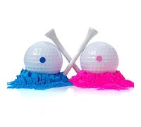2Pcs Gender Golf Ball, Gender Reveal Exploding Golf Balls with Color Powder, Golf Ball Sports Themed Gender Reveal Ball for Expecting Parents (Blue and Pink)