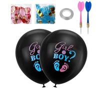 2PCS Gender Reveal Balloon, 36 Inch Gender Reveal Balloon Pop Ideas with Blue Pink Confetti and Darts Baby Shower Party Supplies