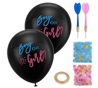 2pcs Gender Reveal Confetti Balloons with Pink & Blue Confetti, 36 Inch Black Balloons for Boy or Girl Baby Shower Party Decoration Kit