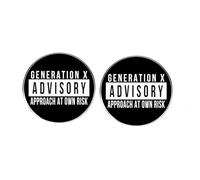 2PCS Generation X Advisory Pin Badge - Funny Retro Metal Alloy Lapel Pins for Jacket Backpack Hat, Approach at Own Risk Design, Gen X Gift