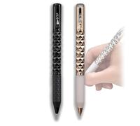 2pcs Geometric Metal Crinkle Pen Fidget,Stress Relief Metal Shape Shifting Switch Pen,Handwriting Pe/ns,Stationery Supplies,0.5mm Pe/n,Gel Ink Rollerball Pens,Crunchy Sensory P/en(Black and Gold)