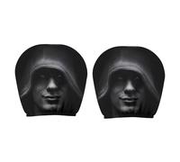 2Pcs Ghost Face Headrest Covers Breathable Scary Print Headrest Protector Washable Elastic Spooky Headrests Cover for Auto/Vehicle/Truck/SUV (Style C)