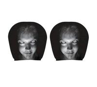 2Pcs Ghost Face Headrest Covers Breathable Scary Print Headrest Protector Washable Elastic Spooky Headrests Cover for Auto/Vehicle/Truck/SUV (Style A)