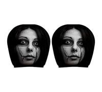 2Pcs Ghost Face Headrest Covers Breathable Scary Print Headrest Protector Washable Elastic Spooky Headrests Cover for Auto/Vehicle/Truck/SUV (Style E)