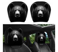 2PCS Ghost Face Headrest Covers, Scary Face Headrest Covers, Spooky Faces Printing Auto Seat Universal Elastic Models HeadrestProtector (Bear)
