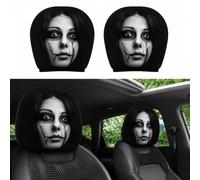 2PCS Ghost Face Headrest Covers, Scary Face Headrest Covers, Spooky Faces Printing Auto Seat Universal Elastic Models HeadrestProtector (Women)