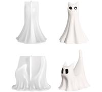2Pcs Ghost Mold, Cute Non Stick Ghost Cat Halloween Silicone Molds Reusable, Halloween Party Decorations for Cake Decor Soap Gypsum