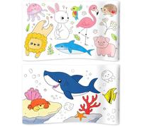 2pcs Giant Coloring Paper Roll for Kids, 300x30cm/118x11.8in Art Paper Coloring Roll with Multiple Pattern for Toddlers & Young Artists DIY Drawing Craft Activit (Animal Themed with Adhesive Backing)