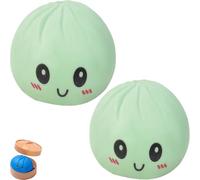 2pcs Giant Dumpling Squishy Toy, Jumbo Squishy Dumpling Toy with Steamer Box, Soft Squeeze Dumpling Squishy for Adults (Green)