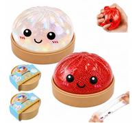 2PCS Giant Glitter Dumpling Squishy Giant Mystery Dumpling Squishy Toys with Steamer,Glitter Stress Relief Sensory Fidget Toy Stress Balls Soft Squeeze Decompression Dough Toy for Kids Adult