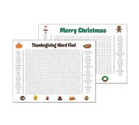 2PCS Giant Thanksgiving Word Search Poster, 31.5x19.7inch Wall Game, Larger Word Search Puzzle, Fun Interactive Experience Activity Posters For Family Friends Coworkers
