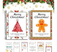 2Pcs Gift Card Booklet Christmas - Creative DIY Gift Card Book with 12 Pages, Spiral-Bound Merry Christmas Cards Books Holder, Surprises On Every Page, Fun Xmas Gifts for Family, Friends, Students