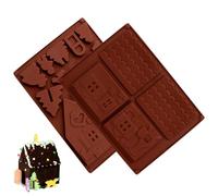 2pcs Gingerbread House Silicone Mold Christmas Chocolate Candy Mould Gingerbread House Mold for Jelly Cake Pudding Fondant, Christmas Party Decorations Supplies