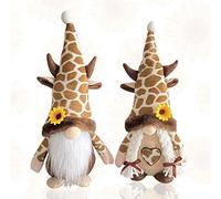 2PCS Giraffe Gnomes Plush Decorations, Farmhouse Gnomes Decorations for Home, Scandinavia Gnome Tiered Tray Sunflower Decor for Kitchen Decor, Gnome Gifts for Women, Swedish Nisse Tomte Home Oranment