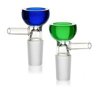 2Pcs Glass Bong Bowl, Male Glass Water Pipes 14.5mm Hookah Pipe Bowls with Bongs Accessory Bowl, High Borosilicate Glass Bowl Head Adaptor, Glass Bongs Parts for Smoking (Blue+Green)