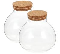 2pcs Glass Bottle Terrarium round Spherical Cork Lid DIY