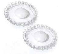 2pcs Glass Candle Plates 3 Inch Clear Pillar Candle Holder Plates,Transparent Round Candle Plate for Pillar Candle Modern Candle Centerpiece