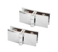 2Pcs Glass Door Hinge Clamp, Bathroom Shower Glass Door Hinges Clamp Set, Frameless Glass Door Hinges, Cabinet Hardware Clamp Hinge Set(180 Degrees)