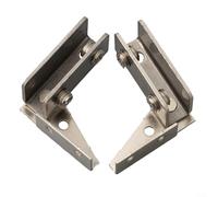 2Pcs Glass Door Hinge Nonperforated Stainless Steel Side Installation for Cabinets with Secure Adjustment (Silver)