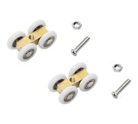 2Pcs Glass Door Rollers Four Wheel Sliding Pulley Quiet Sliding for Shower Door Installation Adjustable Wheel
