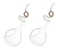 2pcs Glass Hanging Vase with Rope, Display for Succulents | Minimalist Contemporary Decor, Break-resistant Smooth Surface, Balcony Hanging, Wedding Use, Tea Light Candles