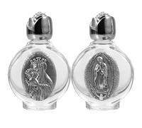 2Pcs Glass Holy Water Bottle, Refillable Holy Water Containers,Religious Empty Perfume Containers for Catholic Christian Halloween Baptism Party Church (Silver)