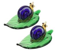 2pcs Glass Miniature Snail Sculpture Ornament for Autumn Table Decor